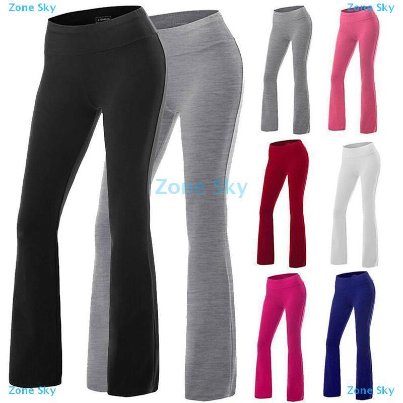 Zone Sky Womens yoga quần bootcut chạy phòng tập thể dục Jogger xà cạp bùng quần rộng chân phụ nữ
