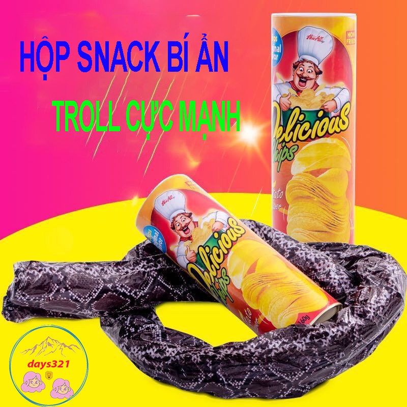 Đồ chơi khăm vui nhộn hình hộp bánh khoai tây có rắn dài 1.3 mét bên trong- Hộp Snack bí ẩn - MSP729992