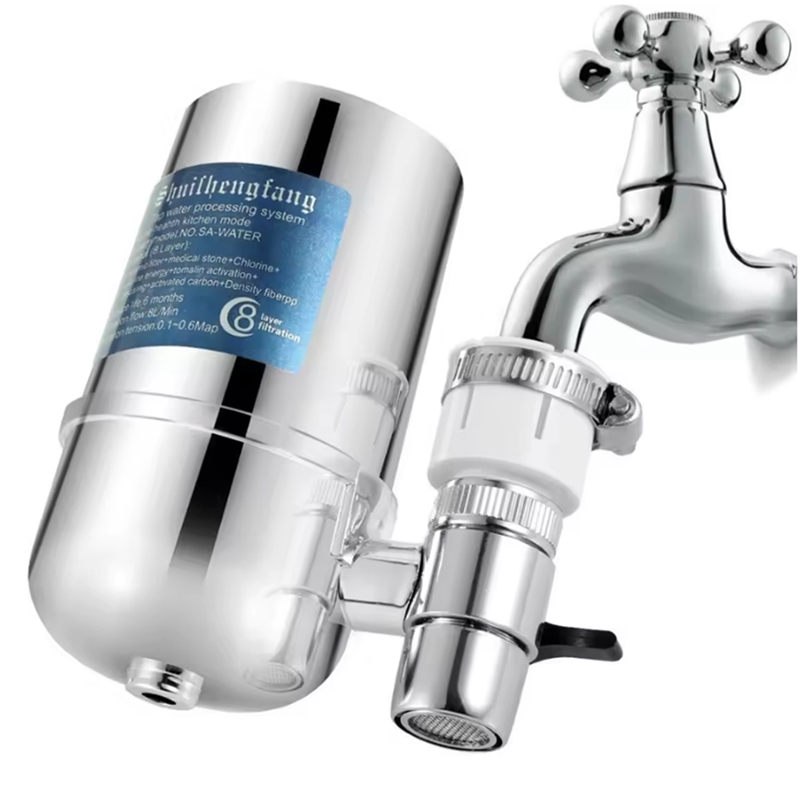 Water Filter Faucet Mount Water Filtration System Tap Water Filter Washable Replacement Water Purifier Tap Filter Household Kitchen Water Purifier Tap Water Filter, Reduce Chlorine