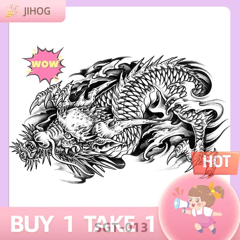 JIHOG Miếng dán hình xăm tạm thời hình xăm giả nghệ thuật vai ngực cơ thể chống nước