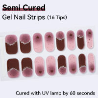 French Tip-Semi-cured Gel Nail Strips 16 Tips ″Clean Girl″ Aesthetic Waterproof and Durable Nail Sticker | Requires UV Lamp