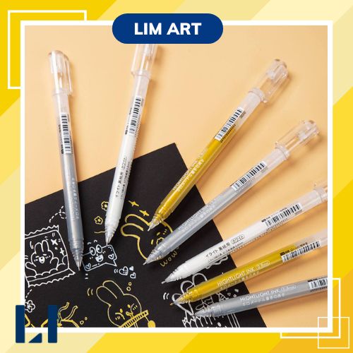 Bút gel trắng, nhũ vàng, nhũ bạc ngòi 0.6mm