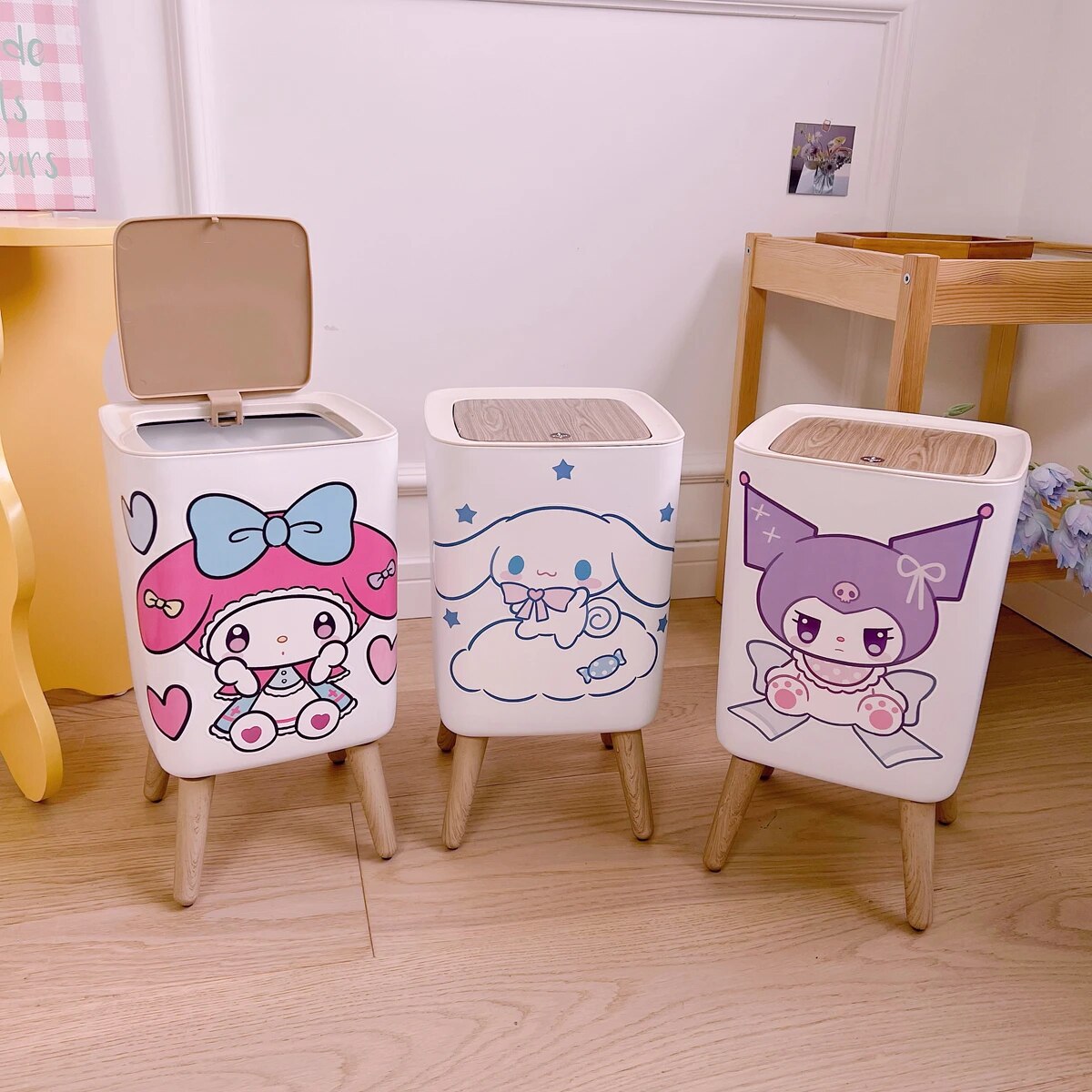 [SEV] Kawaii My Melody Kuromi Cinnamoroll Large-Capacity Press Storage Bucket Anime Sanrio Girl Heart Cute Square Household Trash Can ราคา  1,248 บาท*ส่งฟรี