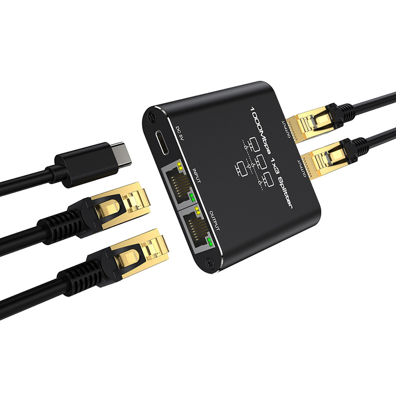 【Prime deal】 RJ45 Network Cable Switch Hub 1 In 2 3 Out Converter 1000Mbps Gigabit Ethernet Switch H