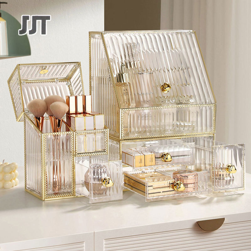 JJT Ánh Sáng Sang Trọng Mỹ Phẩm Lưu Trữ Hộp Acrylic trong suốt Tiên Tiến Chống Bụi Máy Tính Để Bàn sản phẩm chăm sóc da Son Môi giá lưu trữ