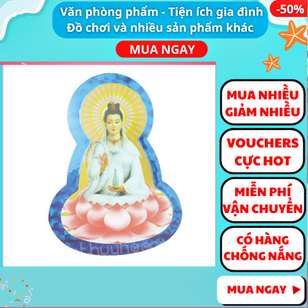 Bộ 2 Miếng dán decal Phật Bà Quan Âm tọa sen ✔miếng dán ô tô ✔miếng dán xe hơi ✔miếng dán kính ✔miếng dán xe máy ✔Nguyễn Thùy Store