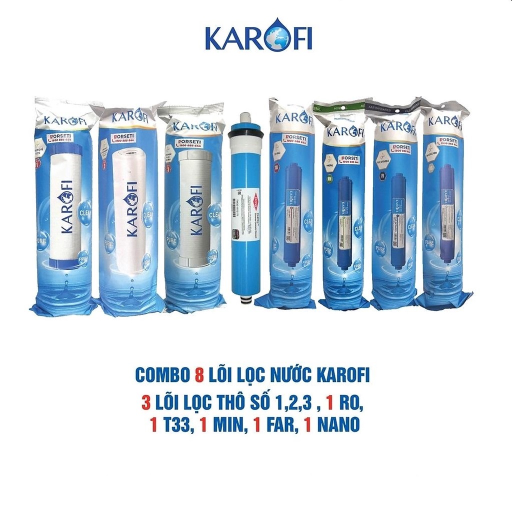 Combo 8 lõi lọc nước Karofi dùng cho máy lọc nước Karofi K8I-1 - hàng chính hãng