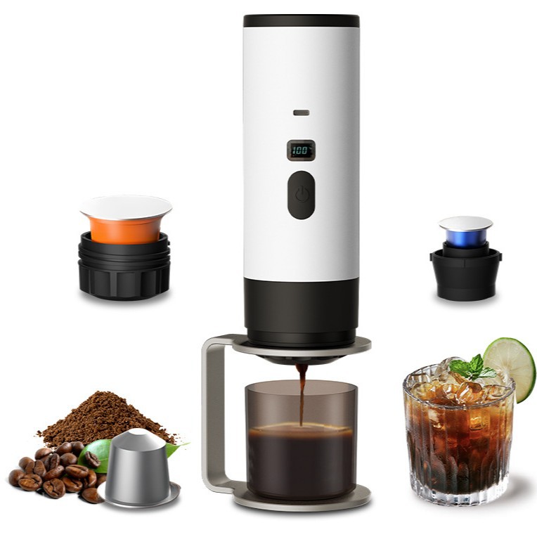 Mini Capsule Coffee Maker – Italian Style Espresso – Electronic – Hot Pump – Convenient for Home & Travel
