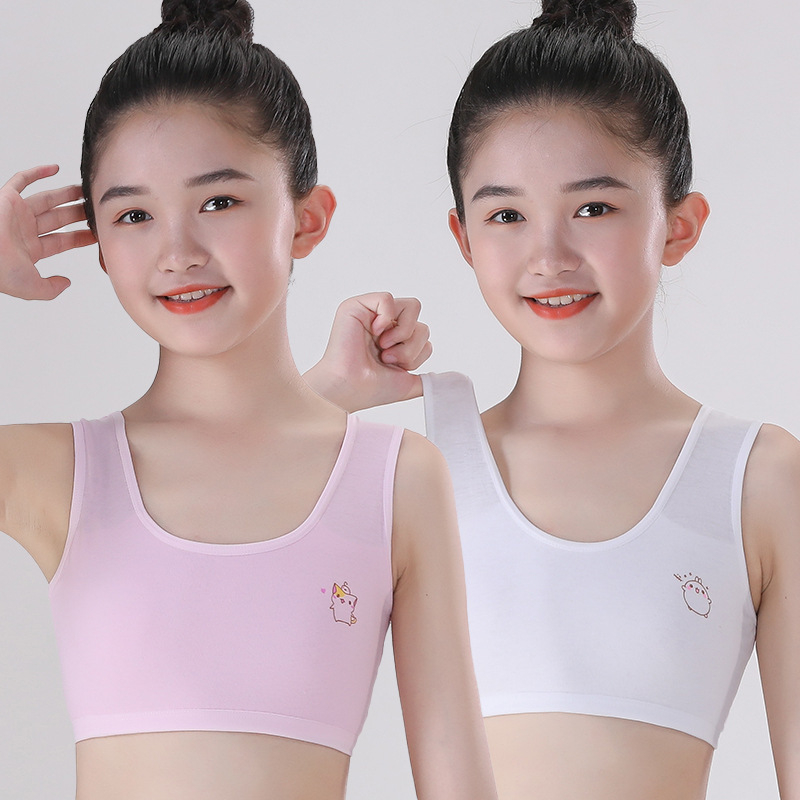 Áo Lót Lá Học Sinh Cho Bé Gái 2 Lớp Không Mút Bảng To Kín Đáo Cotton Thoáng Khí Thoải Mái 24 -42kg, áo lá 2 lớp học sinh