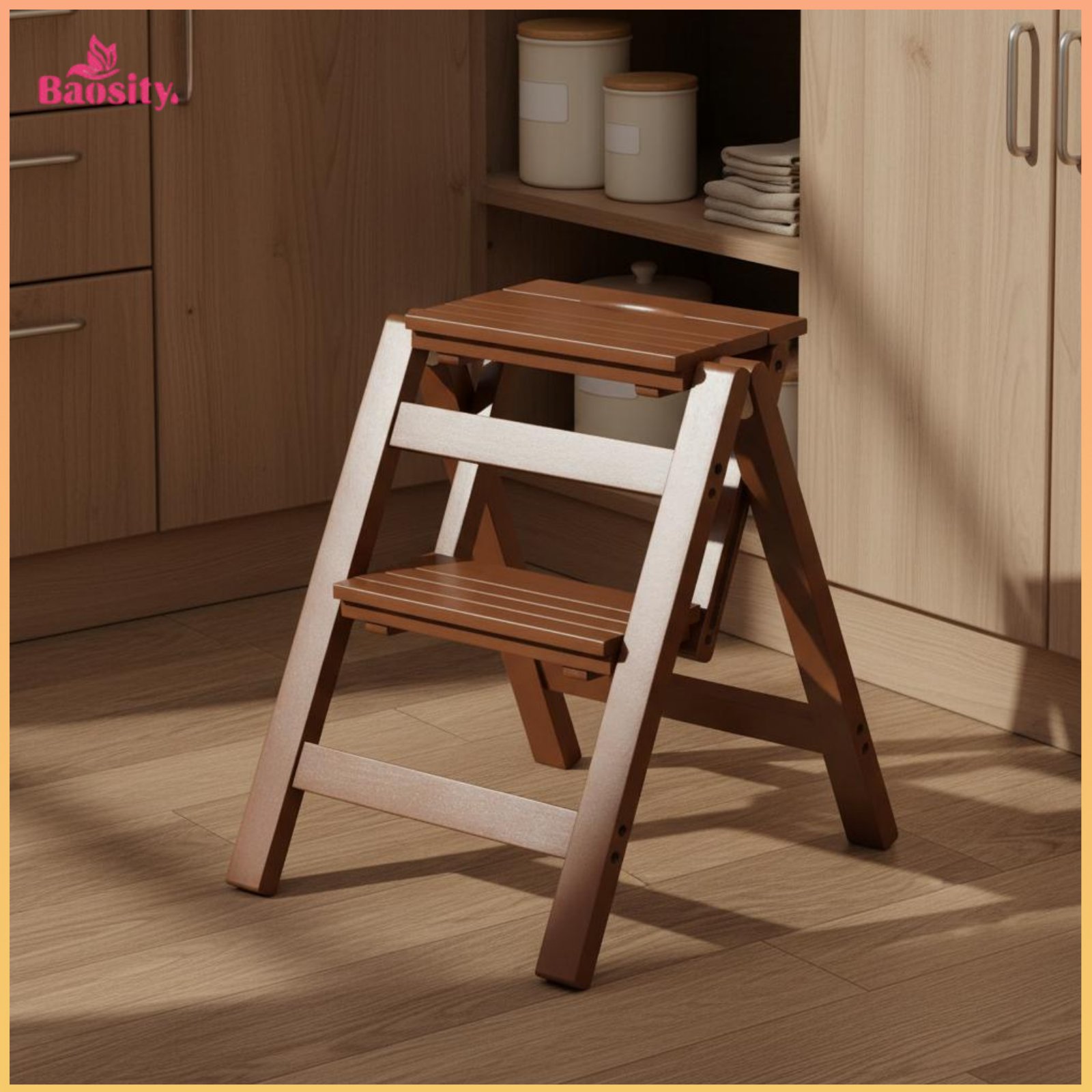 Baosity Multi-Functional Bamboo Ladder Stool Space-Saving 3 Step Folding Ladder Sturdy Design 3 Step Folding Stool Heavy Duty for Closet, Library ราคา 2,639 บาท*ส่งฟรี