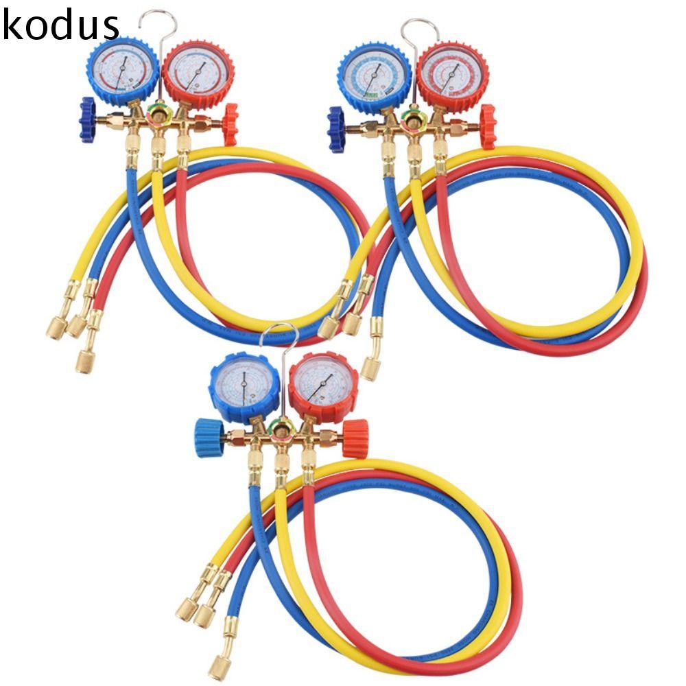 KODUS Có thể điều chỉnh Bộ đồng hồ đo đa dạng R410A Đo lường chính xác 3 chiều Bộ chuyển đổi ống AC ô tô Bền bỉ Đa chức năng Bộ thước đo chung chẩn đoán AC cho chất làm lạnh R410a R22 R134a R404a