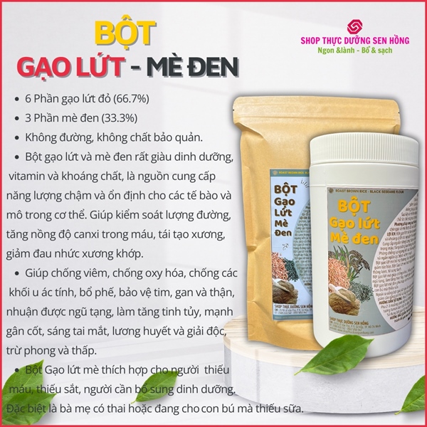 Bột gạo lứt mè đen - Rang xay thủ công