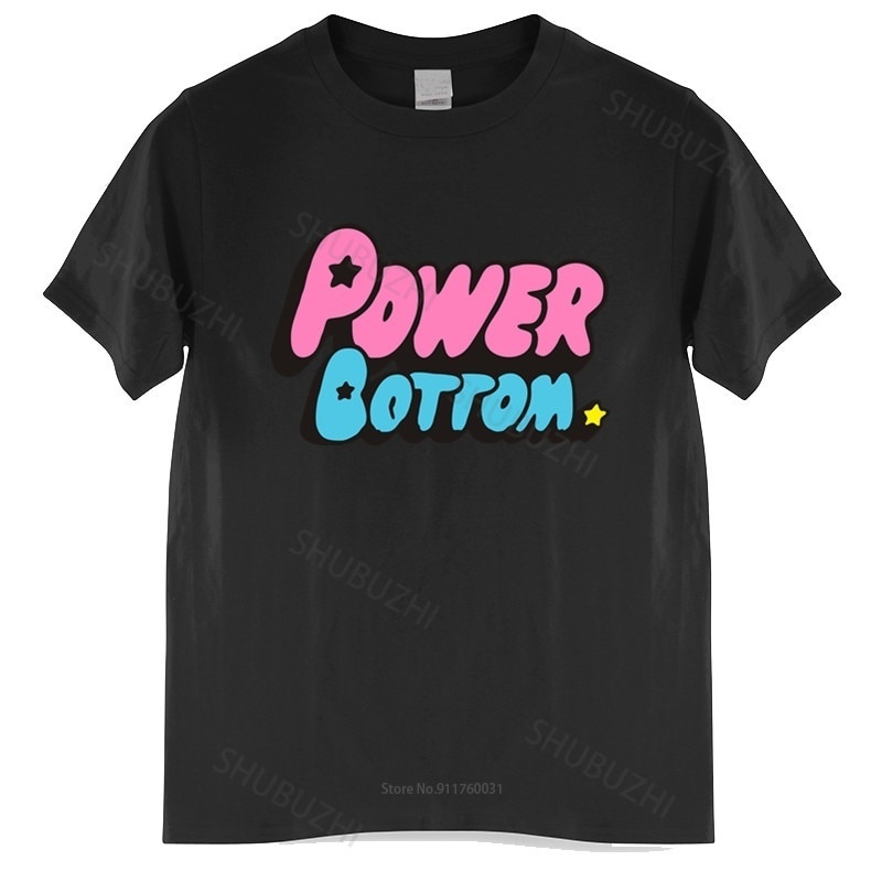 New Arrived t shirt Mens Power Bottom Puff Girls Cartoon Tee Pride Drag Race Hipster Homme Black T-shirt