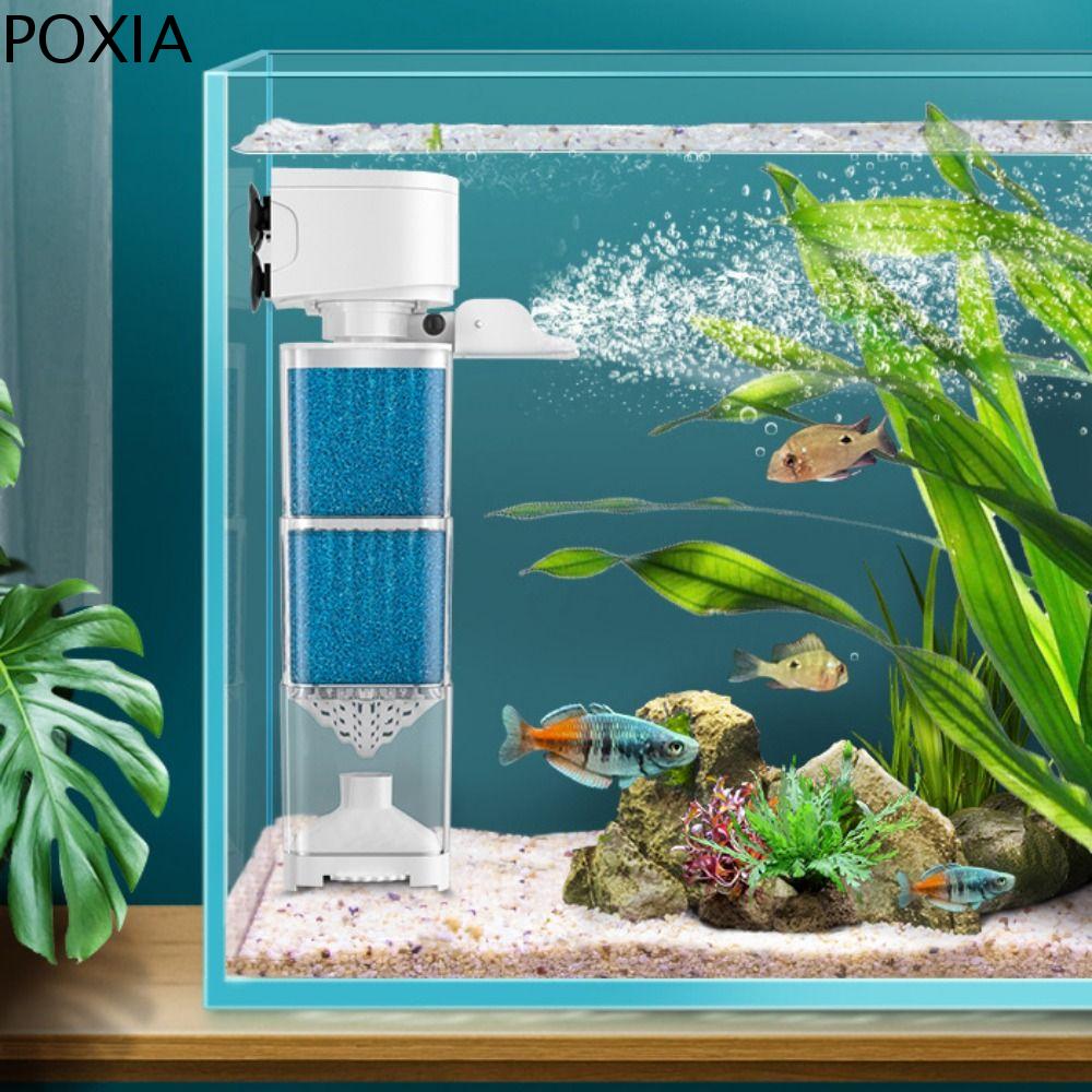 POXIA Tắt tiếng Bộ lọc chìm bể cá Có thể tháo rời Nhựa Lọc nước Bộ sưu tập phân cá Bộ lọc tích hợp Bộ lọc phân cá Cho bể cá