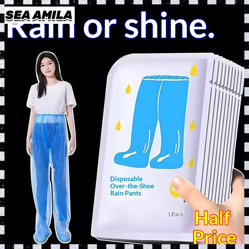 SEA AMILA Disposable Waterproof Rain Pants with Foot Cover - Portable, Thickened, Outdoor Protection for All Weather Giá 13,300 Đồng*Miễn phí vận chuyển
