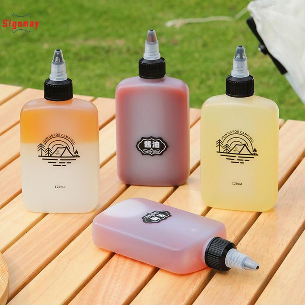 Sigomay chảo dầu ngoài trời 120ml dầu sốt chai đựng gia vị BPA-free hộp đựng gia vị lọ gia vị chai bóp được đồ cắm trại
