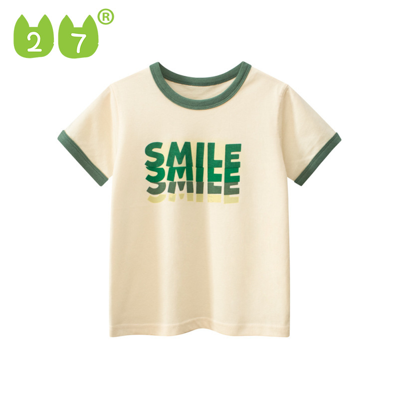 27kidsเสื้อผ้าเด็ก เสื้อผ้าเด็กสไตล์เกาหลีเสื้อยืดแขนสั้นพิมพ์ลายตัวอักษรเสื้อผ้าเด็ก ราคา 159 บาท*ส่งฟรี