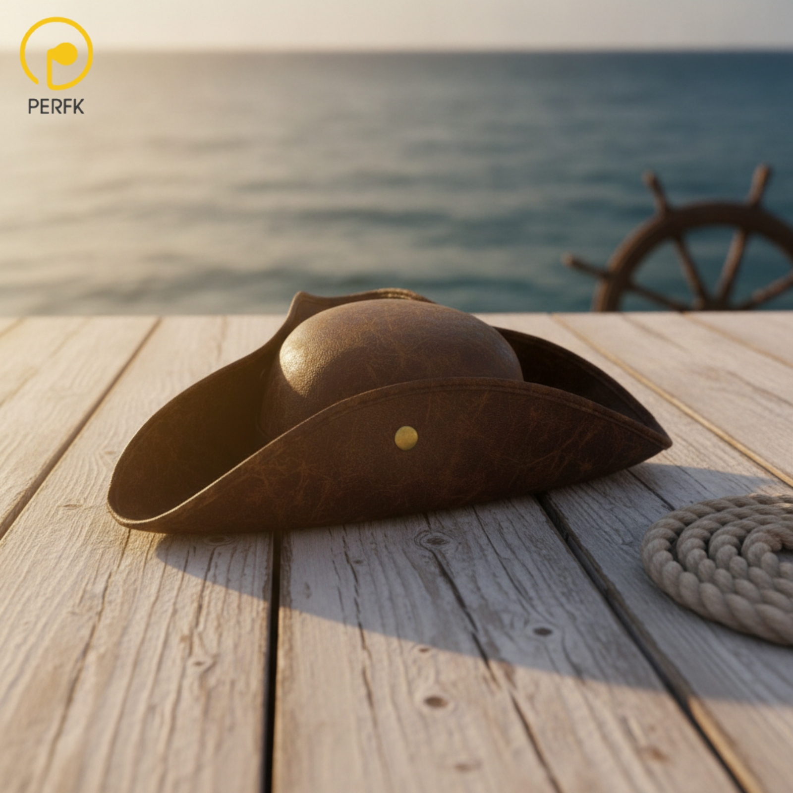 Perfk Structured Pirate Tricorn Hat Three Cornered Tricorn Pirate Hat Wide Brim Versatile for Adults ราคา 628 บาท*ส่งฟรี