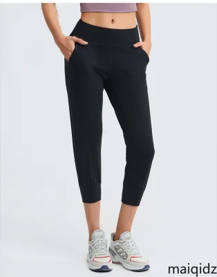 2021 Original Lululemons Women Naked Hip Pocket Loose Cropped Trousers Running Yoga Fitness Toe Sports Yoga Pants DL090