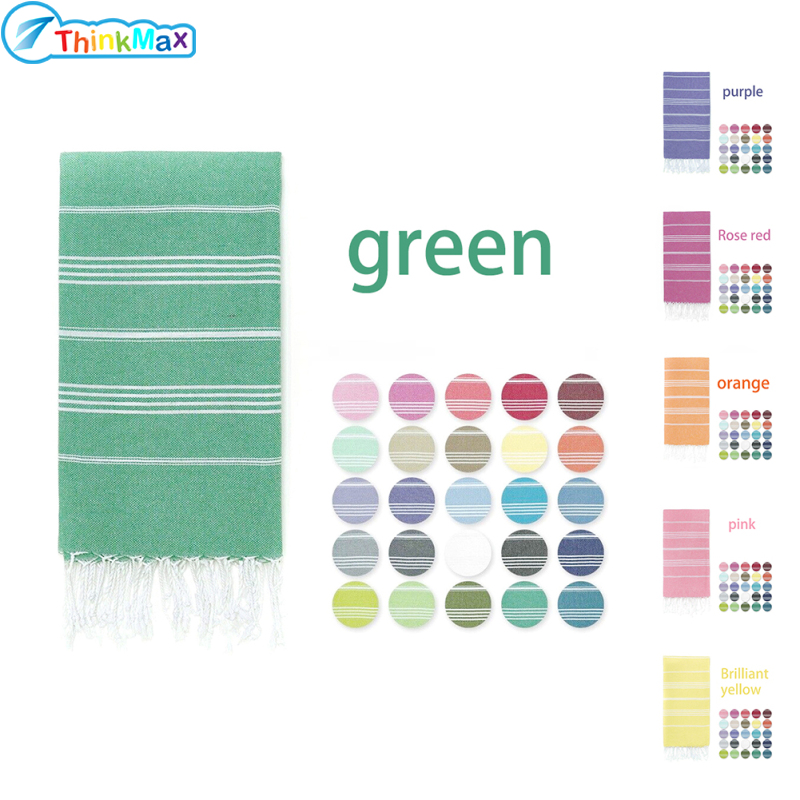 Turkish Beach Towel With Tassels Oversized 180x90cm Lightweight Fast Drying High Absorbent Striped Bath Towel For Beach Bath Pool Gym Yoga ราคา 222 บาท*ส่งฟรี
