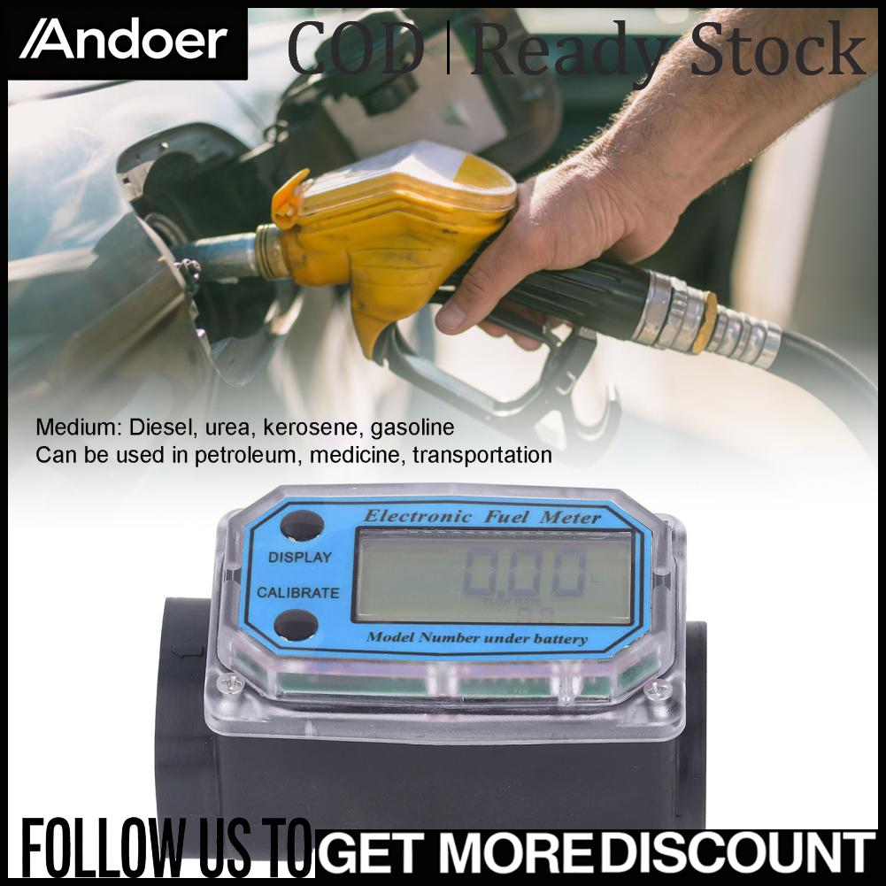 Andoer จอแสดงผลดิจิตอล Fuelmeter Turbine Flow Meter ความแม่นยำสูง 2 จำนวนสะสมพร้อมแบตเตอรี่ลิเธียมสำหรับโรงงานสำหรับปั๊มน้ำมัน ราคา 1,968 บาท*ส่งฟรี