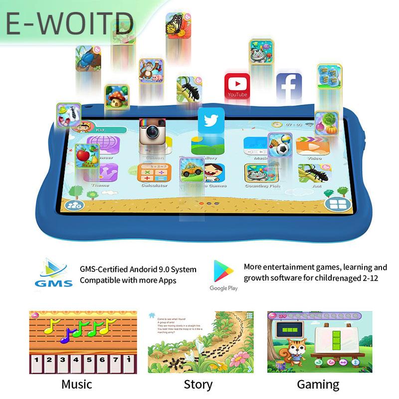 【E-WOITD】 แท็บเล็ตสำหรับเด็กขนาด7นิ้วแท็บเล็ตแอนดรอยด์ขนาด16กิกะไบต์การศึกษาเกมซอฟต์แวร์สำหรับเด็กที่ติดตั้งมาพร้อมกับเคสซิลิโคน ราคา 1,287 บาท*ส่งฟรี