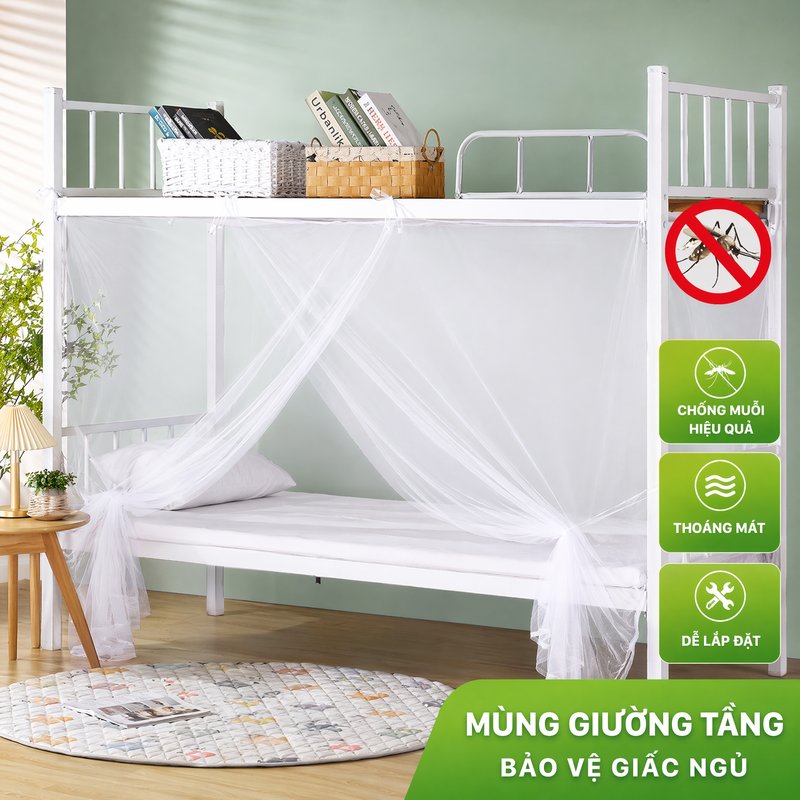 Vinnatsu mùng giường tầng ký túc xá chống muỗi thoáng khí dễ tháo lắp cho sinh viên phòng ngủ tập thể