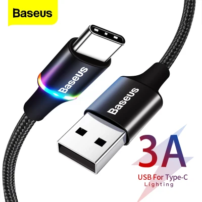 Baseus 3A USB Type C Cable Fast Charging For Samsung S20 S2 Xiaomi Redmi Note 7 8 10 Huawei Mobile Phone USBC Wire Cable