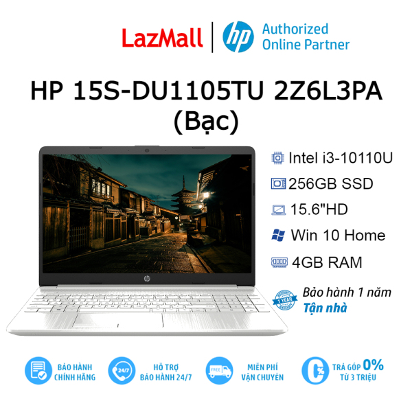Laptop HP 15S-DU1105TU 2Z6L3PA I3-10110U| 4GB| 256GB| OB| 15.6″HD| WIN10 (Bạc)