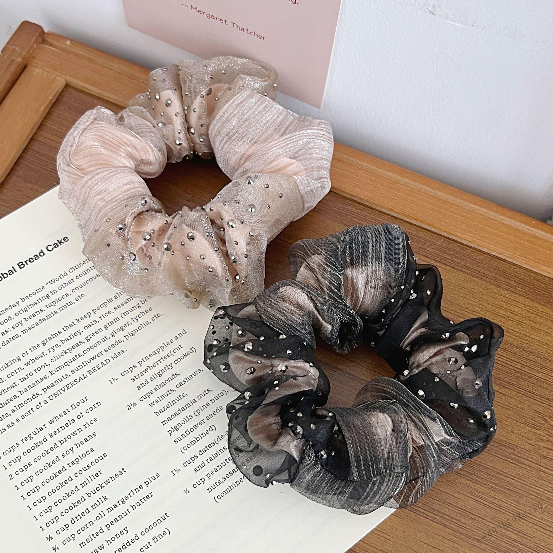 Dây buộc tóc Organza Hàn Quốc - Băng đô hình hoa thạch anh kiểu Pháp Baby's Breath