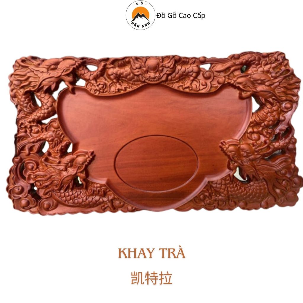 Khay trà ngũ long gỗ hương đá - vs501