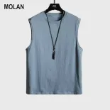 Molan màu trơn áo ba lỗ cho nam giới nam thể thao dáng rộng tập thể dục không tay T-Shirt màu trơn thoải mái thoáng khí Tank-áo phông áo ba lỗ