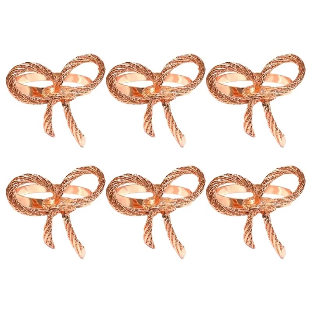 ECOCOKU 6 Pieces Thanh lịch Nhẫn khăn ăn hình nơ Mạnh mẽ Hợp kim kẽm Khóa khăn ăn Trang trí ngày lễ Đa chức năng Nhẫn giấy Trang trí bàn tiệc cưới - 4