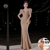Gold Fishtail Evening Gown for JS Prom 2023 - Brand Name