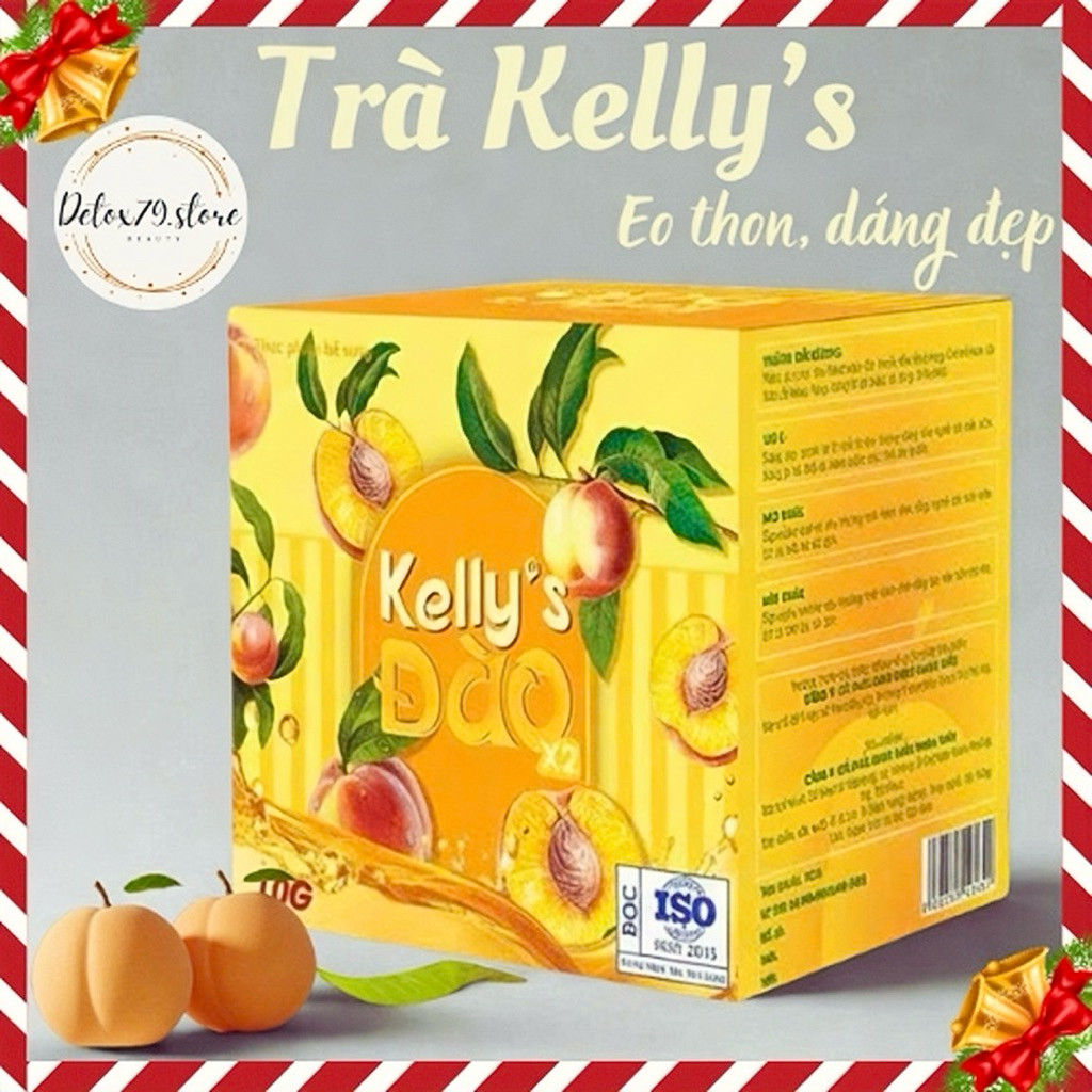 Trà KELLY’S vị Đào , trà giảm cân Kelly Detox, hỗ trợ kiểm soát cân nặng, 15 gói / Hộp mẫu mới (chính hãng)