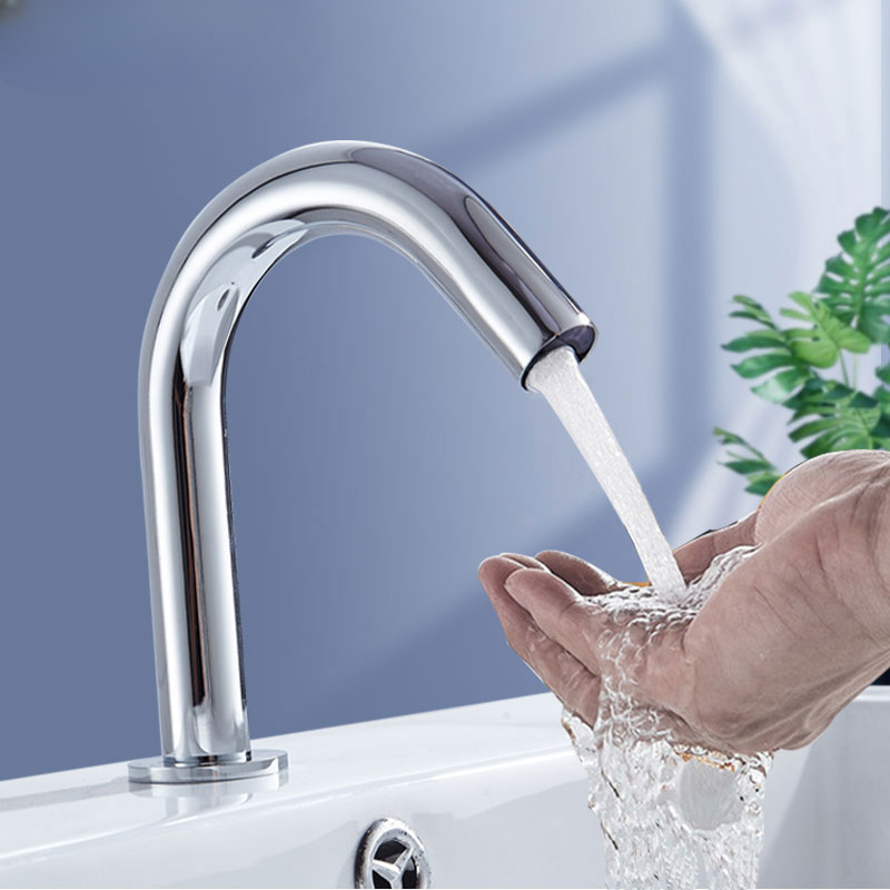 Cảm biến vòi bồn rửa cảm ứng vòi nước phòng tắm bộ màu đen gắn tự động tay cảm ứng vòi chậu nóng và lạnh vòi bồn rửa