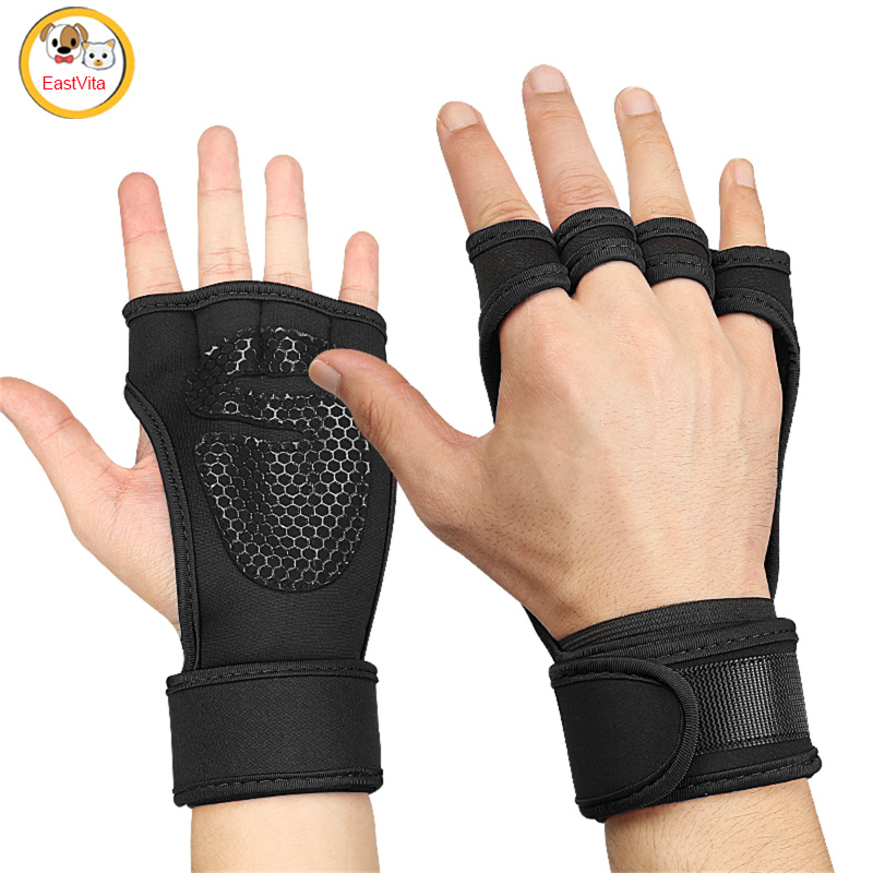 Fingerless Gym Gloves Hand Grips Gloves With Wrist Support For Women And Men - For Crossfit, Gymnastics, Calisthenics, Weight Lifting Pull Up Bar Kettlebell - ยี่ห้อ EastVita ราคา 110 บาท*ส่งฟรี