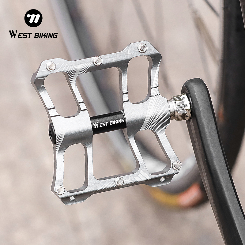 WEST BIKING Bicycle Pedals Aluminum Alloy 2-Sealed Bearings Bike Pedals MTB Road Bike Pedal Screws Pins Bike Pedals BMX Parts