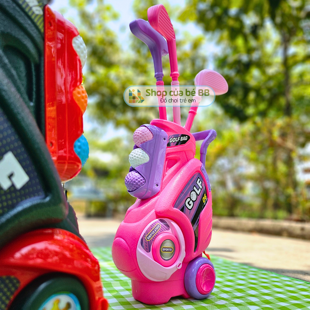 High-Quality Golf Club Set Toy with Plastic Height-Adjustable Push-Pull Backpack, Sports Activity Toy for Children - 2