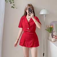 ZEALO Florence Button Collar Top and Skort Terno Coordinates Set Crepe