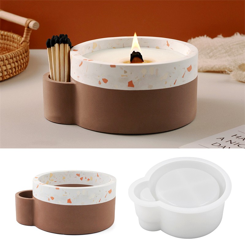 3D Silicone Molds DIY Candle Molds Cement Cup Mold 3D Silicone Molds Crystal Plaster Mold Epoxy Resin Molds Home Decor Molds Ornament Molds Match Hole Candle Jar Mold Storage Box Mold Candle Making Supplies