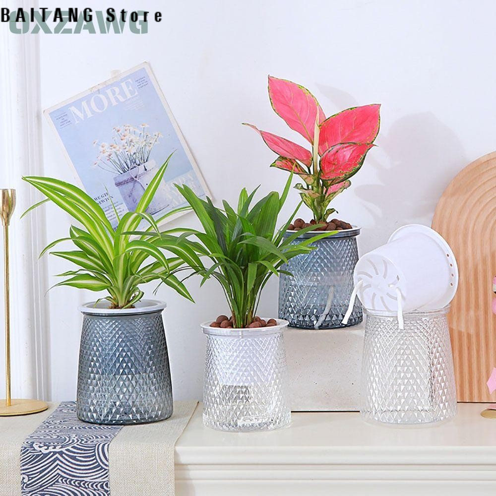 Chậu hoa OXZAWG chậu trồng cây có thể nhìn thấy mực nước chậu trồng thủy canh bằng nhựa tự tưới nước thiết kế hiện đại màu sắc đa dạng miễn phí vận chuyển hàng mới khuyến mãi bảo hành chính hãng chất lượng cao phù hợp trang trí nội thất đẹp mắt