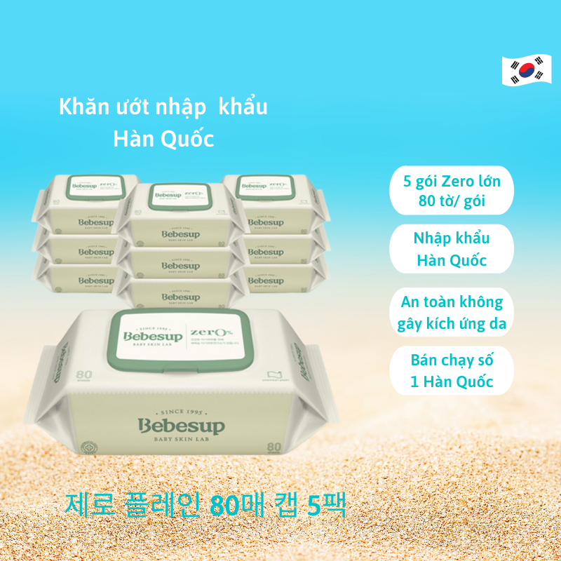 Combo5-Khăn ướt nhập khẩu Hàn Quốc thương hiệu Bebesup Light Premier