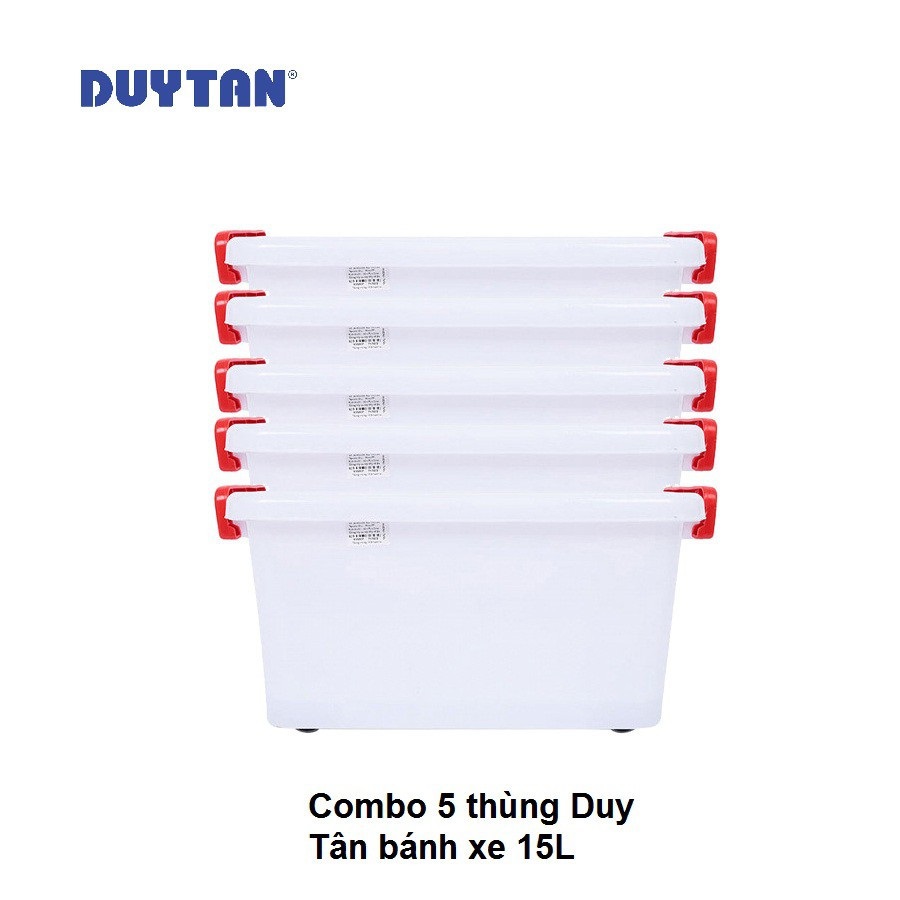 Combo 5 thùng nhựa duy tân có bánh xe dễ dàng di chuyển 15l | hibuddy