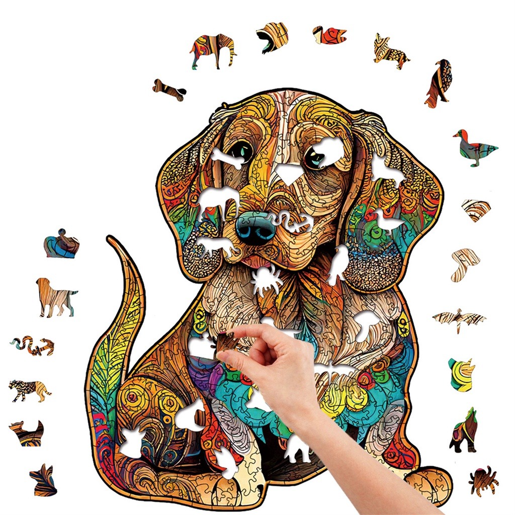 3D Cute Cat Wooden Puzzle Personalized Sitting Dog Puzzle Children's Intellectual Wooden Puzzle Education Children's Toy Gift