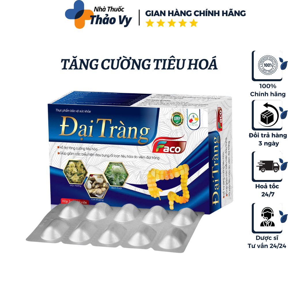 Viên Uống Đại Tràng Faco - Cao Bạch Truật, Mộc Hương, Hoàng Liên, Cam Thảo ( Hộp 30 Viên)