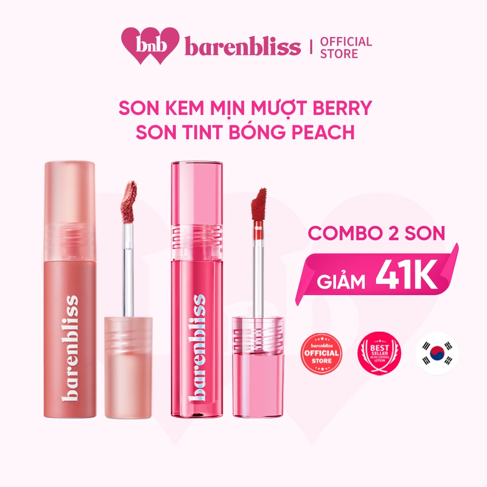 Set son tint Peach & son lì Cherry barenbliss