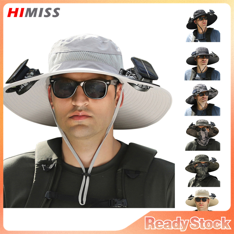 Men Solar Fan Sun Hat, Wide Brim Sun Hat With 2 Rechargeable & Solar Fan, Outdoor Sunscreen Fishing Hat For Beach Garden Outdoor Sports Women Men ราคา 582 บาท*ส่งฟรี