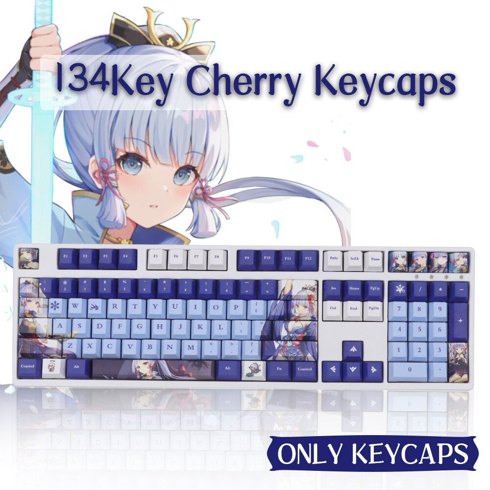 Genshin shinri ayana keycap 134 keys cherry profile pbt anime keycap set for cherry mx 61 64 68 84 75 87 100 104 108 keyboard