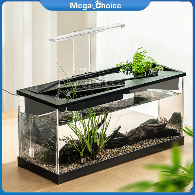 MegaChoice Aquarium Fish Tank Kit, Betta Fish Tank With Build-in LED Light, Transparent Cover, Ecological Cycle System, High Transparency Silent Filtering Rectangular Fish Tank ราคา 984 บาท*ส่งฟรี